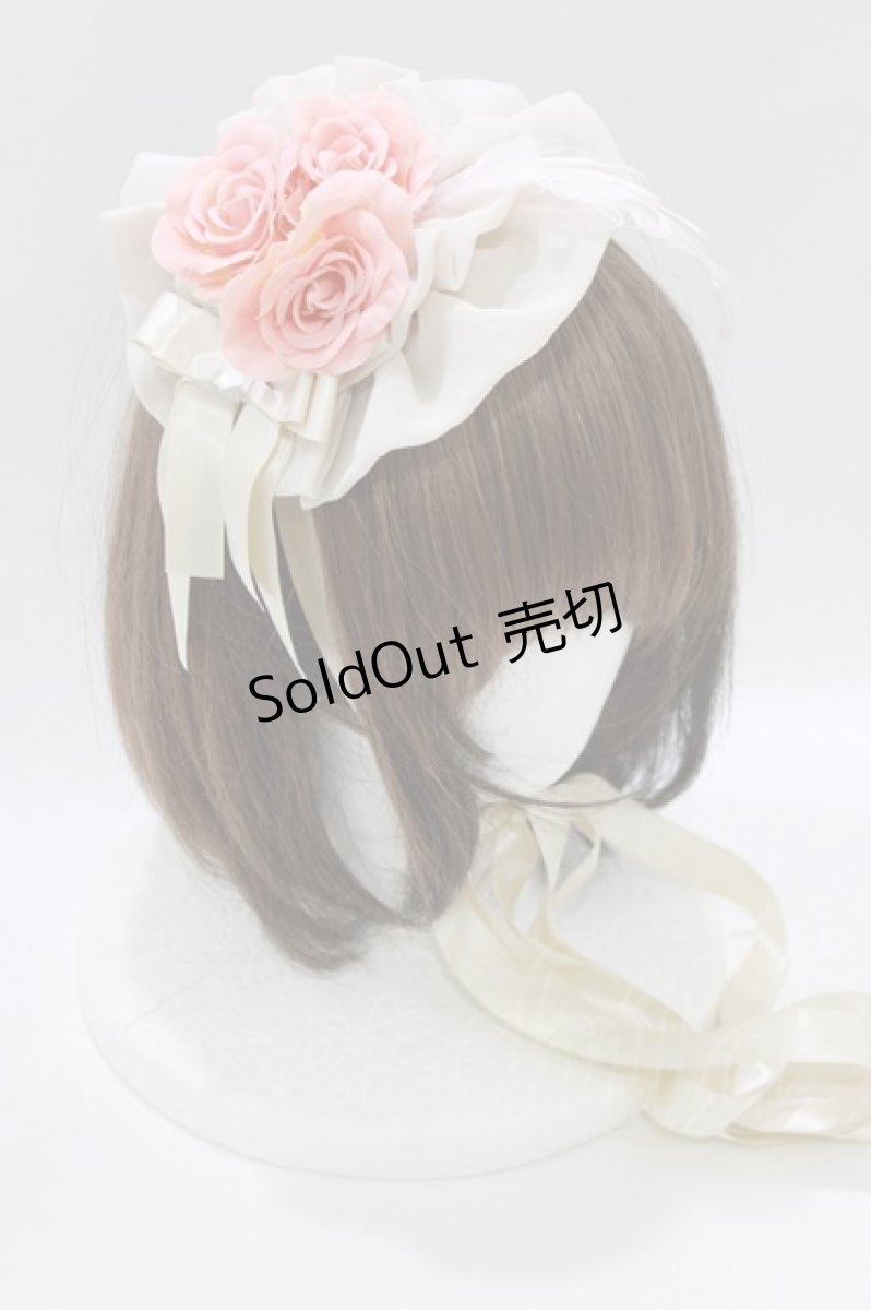 画像1: metamorphose / ローズシフォン円形ヘッドドレス  生成り H-26-09-11-069-ME-ZA-NS-ZH (1)