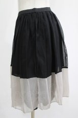 画像2: MARBLE / 配色ペチコート  黒×グレー H-26-09-12-028-GO-SK-KB-ZH (2)