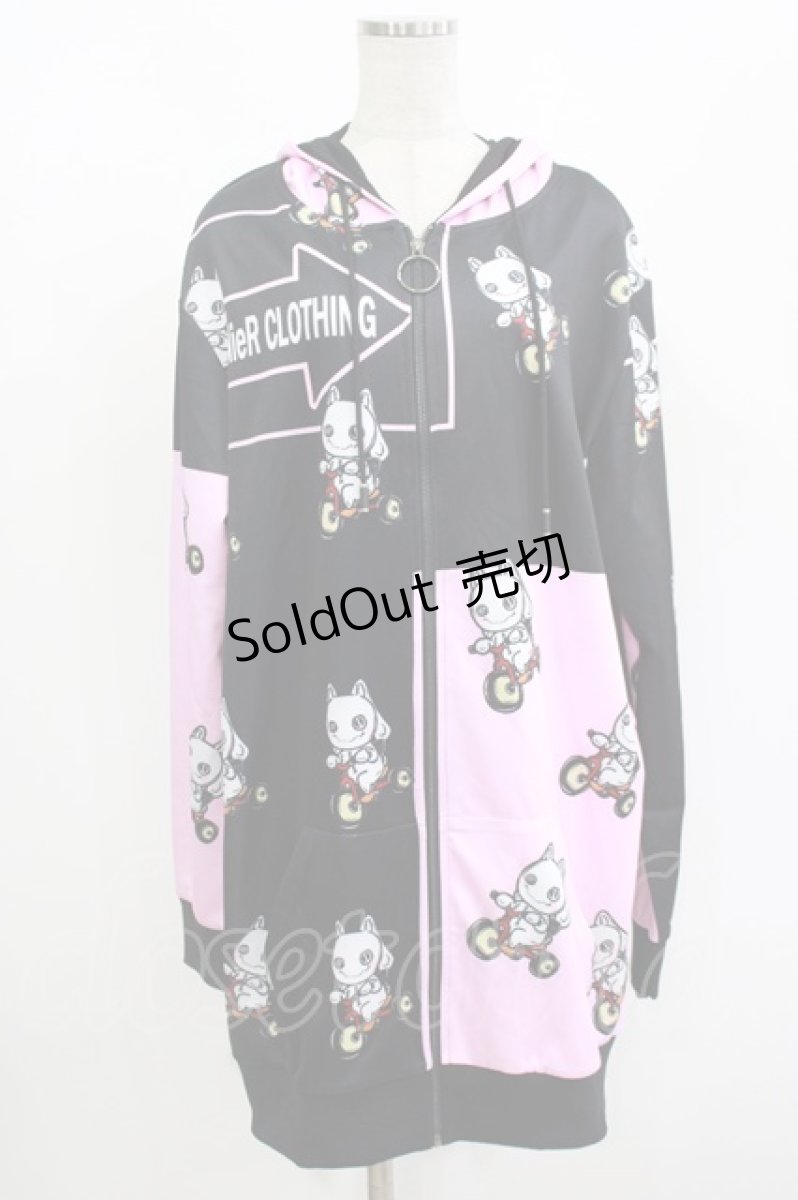 画像1: NieR Clothing / 総柄ZIPパーカー F ピンク H-26-09-12-042-PU-TO-AK-ZH (1)