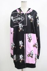 画像1: NieR Clothing / 総柄ZIPパーカー F ピンク H-26-09-12-042-PU-TO-AK-ZH (1)