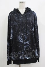 画像1: NieR Clothing / 総柄ZIPパーカー F 黒×グレー H-26-09-12-045-PU-TO-KB-ZH (1)