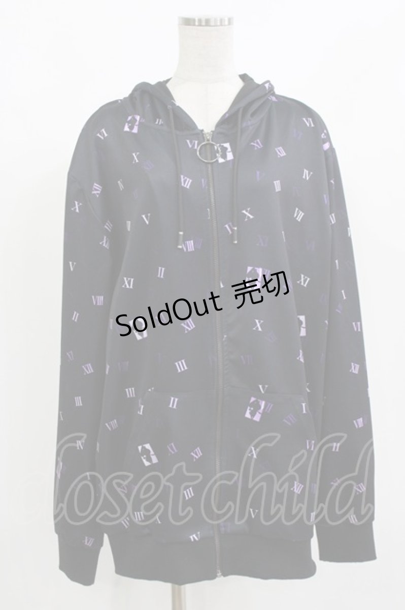 画像1: NieR Clothing / 総柄ZIPパーカー  黒×紫 H-26-09-12-048-PU-TO-KB-ZH (1)