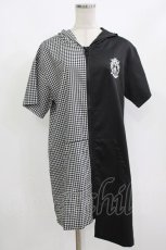画像1: NieR Clothing / 半袖ZIPパーカー  黒×チェック H-26-09-12-049-PU-TO-KB-ZH (1)