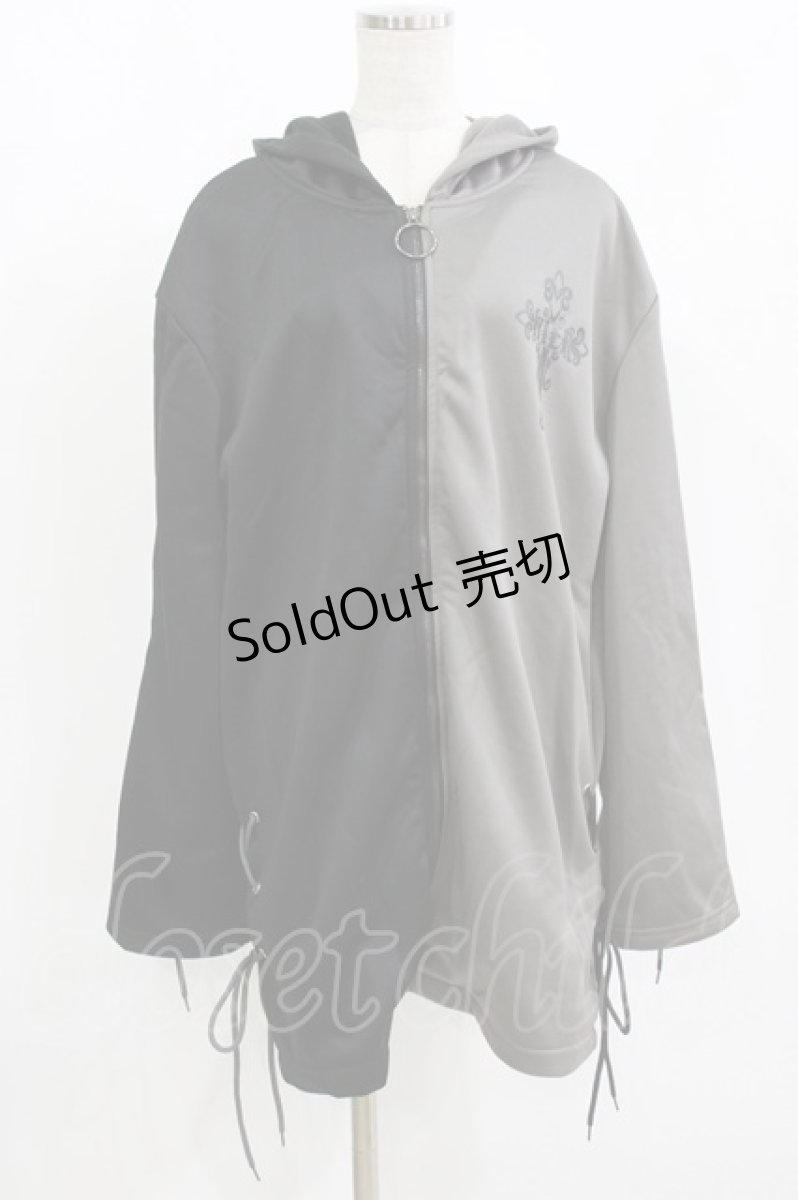 画像1: NieR Clothing / 編み上げZIPパーカー F グレー×黒 H-26-09-12-053-PU-TO-AK-ZH (1)