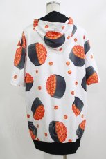 画像3: NieR Clothing / 総柄ZIP半袖パーカー F 白 H-26-09-12-060-PU-TO-AK-ZH (3)