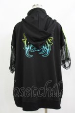 画像3: LISTEN FLAVOR / 猫耳肉球ファイヤー袖メッシュジャージ  ブラック×グリーン H-26-09-12-067-PU-JA-KB-ZH (3)