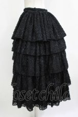 画像2: MARBLE / 5段フリルロングボリュームスカート  黒/ラメシャギー H-26-09-12-016-GO-SK-KB-ZH (2)