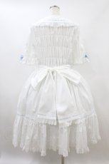 画像2: metamorphose / 【プラスサイズ】はしごレース丸襟半袖ワンピース プラスサイズ 白/サックス H-26-09-13-020-ME-OP-NS-ZH (2)