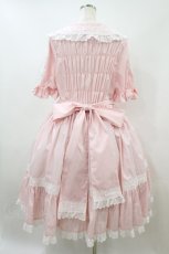 画像2: metamorphose / 【プラスサイズ】はしごレース丸襟半袖ワンピース プラスサイズ ピンク H-26-09-13-021-ME-OP-NS-ZH (2)