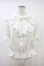 画像1: Secret Honey / 肩開きラッフル裾フリルブラウス M ホワイト H-26-09-14-043-CA-BL-YZ-ZH (1)