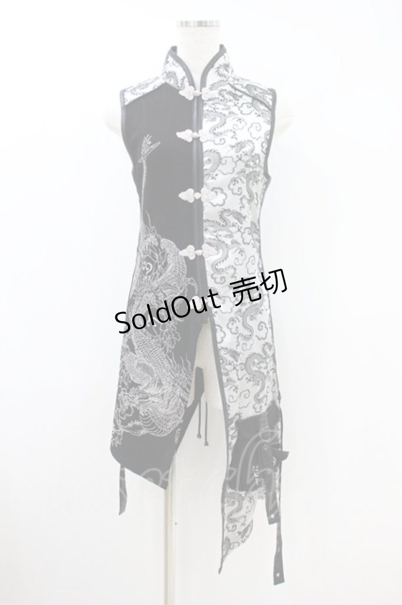 画像1: Qutie Frash / チャイナチュニック  黒×白 H-26-09-14-1048-QU-TO-AK-ZH (1)