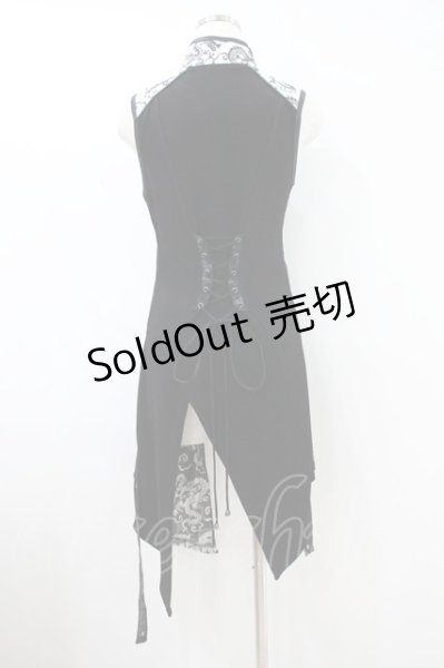 Qutie Frash / チャイナチュニック 黒×白 H-26-09-14-1048-QU-TO-AK-ZH