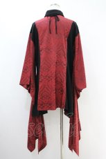 画像2: Qutie Frash / タイ付き着物袖シャツ  黒×赤 H-26-09-14-019-QU-BL-AK-ZH (2)