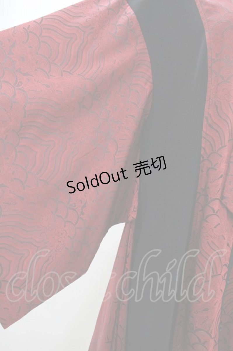 画像5: Qutie Frash / タイ付き着物袖シャツ  黒×赤 H-26-09-14-019-QU-BL-AK-ZH (5)