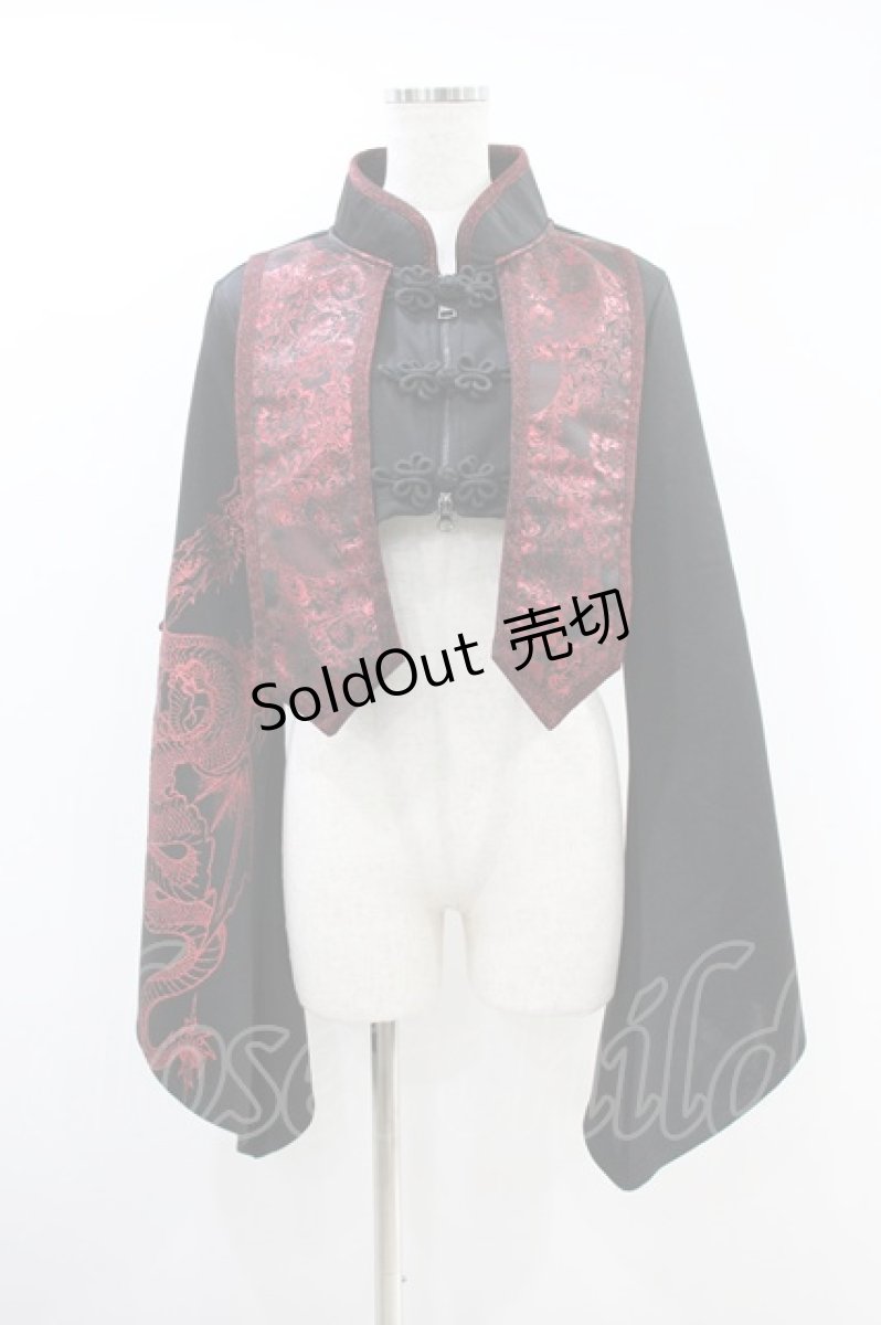 画像1: Qutie Frash / チャイナショートジャケット  黒×赤 H-26-09-14-020-QU-TO-AK-ZH (1)