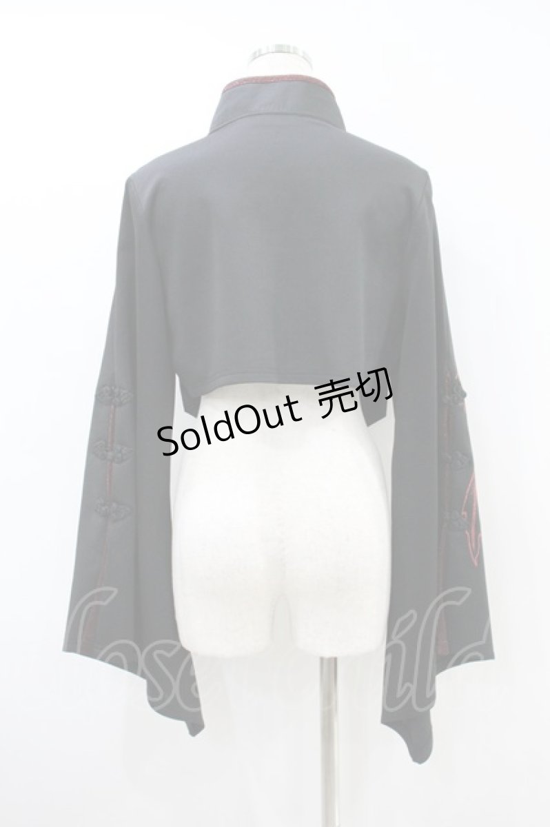 画像2: Qutie Frash / チャイナショートジャケット  黒×赤 H-26-09-14-020-QU-TO-AK-ZH (2)