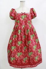 画像1: Emily Temple cute / Strawberry Ribbon treeハイウエストワンピース M レッド H-26-09-15-029-ET-OP-AK-ZH (1)