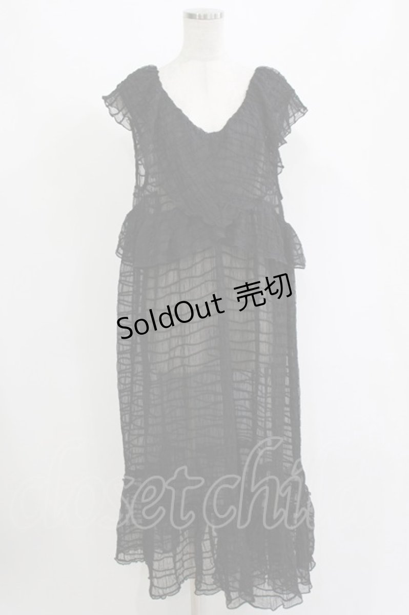 画像1: merry jenny / ラッフルティアードシアーワンピース  ブラック H-26-09-15-060-LO-OP-KB-ZH (1)