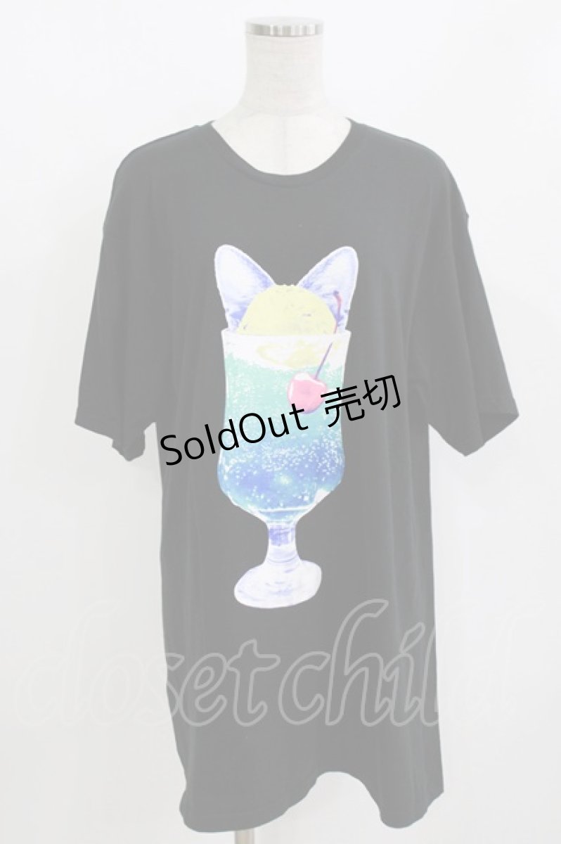 画像1: LISTEN FLAVOR / 猫耳クリームソーダTシャツ  黒 H-26-09-16-1036-PU-TO-AK-ZH (1)
