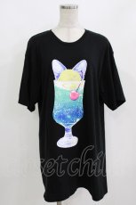 画像1: LISTEN FLAVOR / 猫耳クリームソーダTシャツ  黒 H-26-09-16-1036-PU-TO-AK-ZH (1)