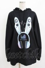 画像1: LISTEN FLAVOR / サイバーうさ耳ヘッドホンパーカー F 黒 H-26-09-16-1037-PU-TO-AK-ZH (1)