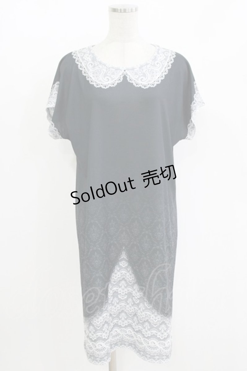 画像1: abilletage / トロンプルイユTシャツワンピース（レースセーラー）  ブラック H-26-09-16-1012-GO-OP-KB-ZH (1)