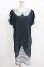 画像1: abilletage / トロンプルイユTシャツワンピース（レースセーラー）  ブラック H-26-09-16-1012-GO-OP-KB-ZH (1)