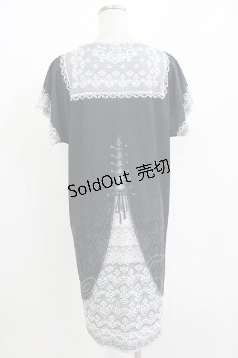画像3: abilletage / トロンプルイユTシャツワンピース（レースセーラー）  ブラック H-26-09-16-1012-GO-OP-KB-ZH (3)