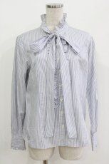 画像1: Jane Marple / Stripe frill blouse M ブルー H-26-09-16-1022-JM-BL-AK-ZH (1)