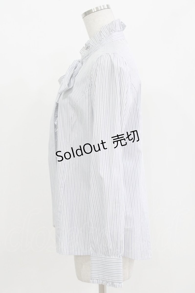 画像2: Jane Marple / Stripe frill blouse M ブルー H-26-09-16-1022-JM-BL-AK-ZH (2)