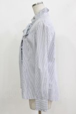 画像2: Jane Marple / Stripe frill blouse M ブルー H-26-09-16-1022-JM-BL-AK-ZH (2)