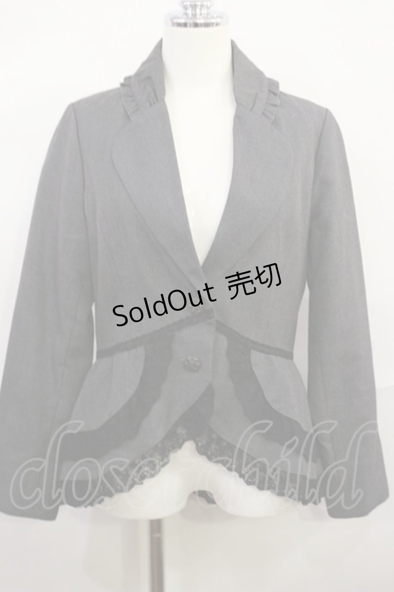 画像1: axes femme / レース配色フィッシュテールジャケット M グレー H-26-09-16-023-AX-JA-YZ-ZH (1)