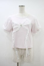 画像1: mellfy memory / Hug me ribbon puff T-shirt Free ピンク H-26-09-17-1051-LO-TS-NS-ZH (1)