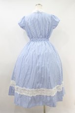画像2: tocco closet / パール釦レース×ストライプシャツワンピース M ブルー H-26-09-17-1026-LO-OP-NS-ZH (2)