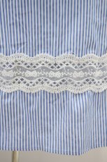 画像4: tocco closet / パール釦レース×ストライプシャツワンピース M ブルー H-26-09-17-1026-LO-OP-NS-ZH (4)