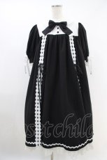 画像1: ATELIER PIERROT / Amabile Puff Sleeve Dress  黒×白 H-26-09-18-004-EL-OP-AK-ZH (1)