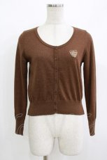 画像1: Emily Temple cute / ハートロゴ刺繍ラメニットカーディガン  ブラウン H-26-09-18-1065-ET-TO-AK-ZH (1)