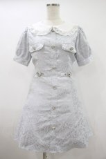 画像1: Ank Rouge / ジャガードドーリーワンピース M サックス H-26-09-20-034-CA-OP-NS-ZH (1)