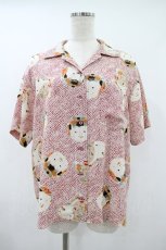 画像1: WONDERFUL WORLD / 和柄シャツ F レッド H-26-09-20-048-LO-BL-YZ-ZH (1)