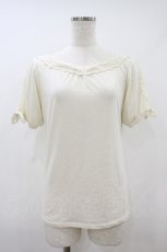 画像1: axes femme / 袖レース切替半袖プルオーバー M 生成り H-26-09-20-1054-AX-TO-NS-ZH (1)