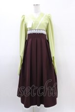 画像1: marcHenTica / 袴風ワンピースセット P グリーン/ワイン H-26-09-20-1058-LO-OP-NS-ZH (1)