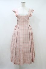 画像1: Secret Honey / サイドレースアップロングワンピース M ピンクチェック H-26-09-20-1027-CA-OP-NS-ZH (1)