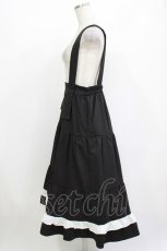 画像2: NieR Clothing / 刺繍サス付きスカート F 黒 H-26-09-21-003-PU-SK-AK-ZH (2)