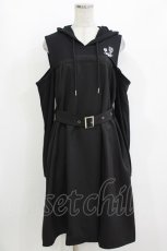 画像1: NieR Clothing / フード付きレイヤードワンピース  黒 H-26-09-21-039-PU-OP-AK-ZH (1)