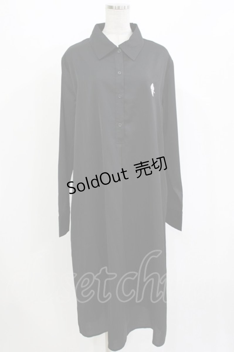 画像1: NieR Clothing / シャツワンピース  黒 H-26-09-21-064-PU-OP-AK-ZH (1)