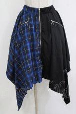 画像1: NieR Clothing / チェック切替ZIPスカート F 黒×青 H-26-09-21-012-PU-SK-AK-ZH (1)