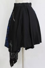 画像2: NieR Clothing / チェック切替ZIPスカート F 黒×青 H-26-09-21-012-PU-SK-AK-ZH (2)