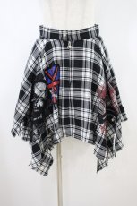 画像1: MAD / チェックイレギュラースカート  黒×白 H-26-09-22-1015-PU-SK-AK-ZH (1)