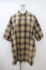 画像1: MILKBOY / CHECKEREDシャツ  ベージュ×ネイビー H-26-09-22-1027-MB-BL-KB-ZH (1)