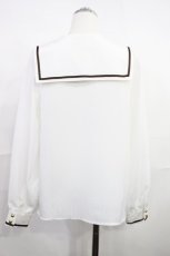 画像2: Amavel / ネクタイ付きセーラーブラウス Free 白/ブラウン H-26-09-22-028-CA-BL-NS-ZH (2)